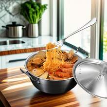 6.7-Inch Cute Bear Lid Stainless Steel Double-Handle Bowl, Home Soup Bowl, Salad Bowl, Mini Stew Pot For Home Use