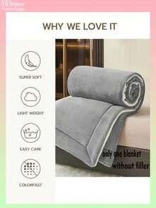 1pc Light Gray Fleece & Sherpa Reversible Blanket, Super Soft Traditional Flannel Coral Fleece Blanket For Sofa, Office, Bedroom, Travel And Camping, Multipurpose All Season Washable Blanket - Light Grey - View 5