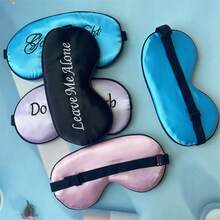 1pc Embroidered Silk-Like Sleep Eye Mask, Blackout Blindfold With Adjustable Strap, Portable Travel Nap Silk Sleeping Eye Mask - Multicolor - View 3