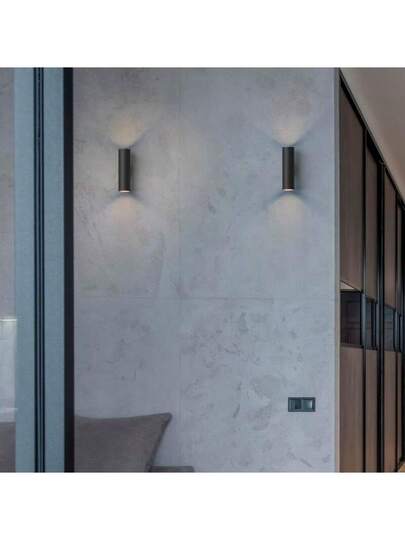 Alpinaluz Wand Light: Dual Verlichting Up Down, Zwart Aluminum, GU10 Sockets, Bulbs Not Included. view 8