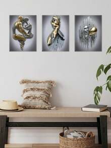 3pcs Modern Wall Art, Decorative Artwork, Metal Print Posters, Fashion Canvas Artwork Paintings, Elegant Wall Art, Classic Paintings, Room Aesthetic, Home Decoration, Ideal Gift, For Living Room, Bedroom, Bathroom, Optional Frame, Wall Art With Frame