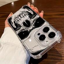 Protección de bolsa de aire anticaídas en las cuatro esquinas | Cubiertas Protectoras para Teléfonos: Silicona Suave Transparente con Estampado de Calavera de Halloween | Compatible con Samsung (Series A, S, Note 10/20),  (16, 15, 14, 13, 12 Pro Plus, X, XS Max) y OPPO, Redmi, , Honor - transparente - Ver 5