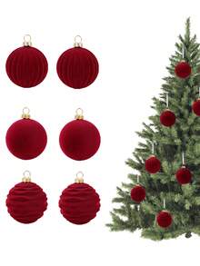12 piezas/Set Bolas de Navidad de terciopelo burdeos, Adornos de bolas de árbol de Navidad rojas, Bolas de árbol de Navidad con efecto aterciopelado irrompibles, Decoraciones de árbol de Navidad, Suministros para fiestas de Navidad, Decoraciones navideñas para el hogar, Decoración navideña, Bolas de Navidad, Decoraciones de árbol de Navidad, Adornos navideños, Decoración del hogar, Decoración de habitación, Decoración de fiesta de Navidad, Decoración de Año Nuevo 2026 - Burdeos - Ver 4