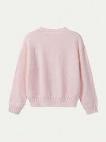 FOR BEAUTY Autumn/Winter Y2K Women's Pink Round Neck Long Sleeve Knit Hoodie, Loose Fit Sweet Fashion Street Date Commute Top Fall - Pink - View 10