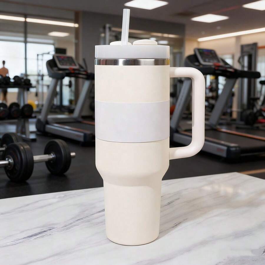 40 Oz H2.0 Tumbler With Handle, Double Walled Vacuum Insulated Stainless Steel Water Bottle Premium Summer Drinkware Portable Handy Flask Travel Mug Iced Coffee Cup For Outdoor Camping, Hiking, Driving, Travel, Perfect Gift Idea - Kem - Xem 1