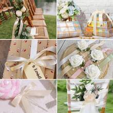 1 Roll Polyester Satin Ribbon For Gift Box Candy Box Cake Box Flower Decoration (Machine Dyed, Slightly Chromatic Aberration) - Champagne - View 5