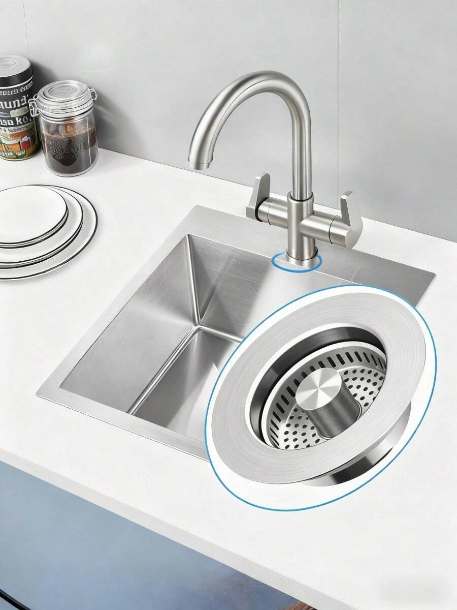 Upgraded 3 In 1 Kitchen Sink Drain Strainer - Stainless Steel Sink Stopper, Anti-Clogging Sink Food Catcher Basket,Kitchen - Silver - View 1