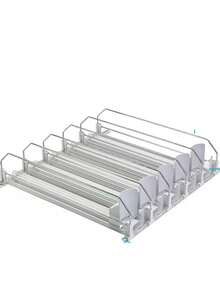 Drink Organizer For Fridge, Soda Can Organizer Dispenser For Refrigerator With Automatic Pusher Glide, Width Adjustable Clear Dividers Can Holder