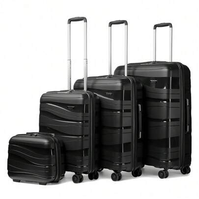 Valigia rigida leggera in Polipropilene - Set 4 misure (14" 20" 24" 28") - 4 rotelle silenziose 360° - Serratura a combinazione TSA - Organizzatore interno - Perfetta viaggi e weekend