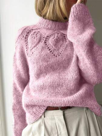 2025 New Women's Autumn Casual/Work Hollow Out Long Sleeve Knit Pullover Sweater