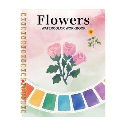 Watercolor Practice Sketchbook - Beginner Watercolor Practice Book, Creative Art Gift, Pink Floral Practice Content, Creative Art Drawing Book, Ideal For Beginners Practice, Seasonal Gift, Christmas Gift