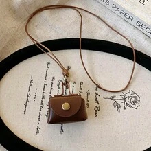1pc Autumn/Winter Fashion Leather Coin Purse Earphone Holder Necklace, Versatile For Daily Commute And Outings