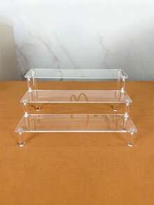 1pc Transparent Acrylic Tiered Display Stand, Versatile Desktop Acrylic Organizer For Figurines, Blind Boxes, Perfumes, Cosmetics, Accessories - Clear - View 3