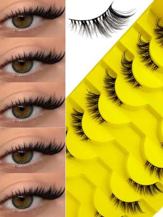 10 Pairs Of Natural Crossed Eyelashes, 3D Fluffy Artificial Mink Eyelashes, Cat Eye False Eyelashes, Fox Eye Eyelashes, Natural Appearance, Lightweight Eyelashes Daily Wear, Halloween, Christmas, Dates & Party