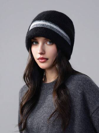 1pc Women/Men's Winter Knitted Hat, Gradient Color Sheep Knitted Blend Warm Beanie, Fashionable Solid Color Cold Weather Hat Suitable For Outdoor Walking, Skiing, Cycling, Shopping, Daily Wear