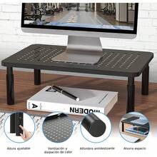 Soporte para Monitor y Laptop Ajustable para Escritorio, 3 Alturas, Metal Negro - Negro - Ver 9