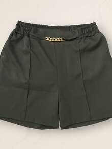 Women's Plus Size Chain Shorts New Spring Summer - Army Green - View 3