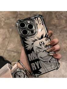 Anime Cool Blutrünstiger Junge Muster Handyhülle für iPhone 16 15 14 13 12 11 Pro Max X XR XS Max 8 7 Plus Stoßfest Transparent Weiche Rückseite