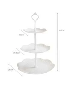 3-Tier White Cake Stand - Multifunctional Dessert And Cupcake Display Tower With Trays, Suitable For Weddings, Birthdays, Graduations, European Afternoon Tea Dessert Buffet, 3-Tier Cake Stand, Creative Multi-Layer 10-Piece Cake Stand White Plastic Dessert Table Display Set, 4-Piece 3-Piece Tired Cupcake Stand Cookie Tray Serving Platter Cake Display Tower And 6-Piece Dessert Trays For Weddings, Baby Showers, Tea Parties - Multicolor - View 6
