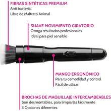Brochas de Maquillaje Automática Loulabelle, Juego de Brochas de Maquillaje Profesional Incluye 3 Brochas Intercambeables: para Base, Polvo y Blush, Aplicacion Impecable y Uniforme. - 1 - Ver 3