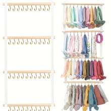 Bohemian Handmade Woven Headband Hanging Rack, Bow Clip Hair Accessory Storage Rack With Hooks, Suitable For Wall Decoration, Girls Room Decor - Apricot - View 21