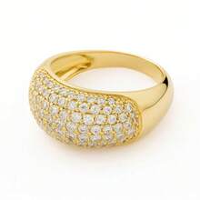 Women's Ring With Shiny Pavé And Micro Crystal Zirconias, Elegant Domed Design - #18 - View 3