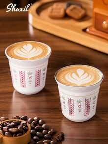 shoxil 1pc 800ml Saudi Style, Coffee Pot, Kettle, Teapot, Long Insulation Time, 80ml Coffee Cup, Middle Eastern Style Coffee Cup, Tea Cup, Water Cup, Double-Layer Insulated Cup, Coconut Tree Printed Cup, For Home, Restaurant, Festival Gifts