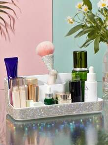 5-Fach Desktop Kosmetik Aufbewahrungsbox, Ins-Stil hochwertige Tischorganizer Box mit Fächern für Lippenstift, Pinsel, Make-up Utensilien, ABS Material, Geschenke für Frauen, Weihnachtsgeschenke, Geschenkideen für Frauen