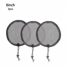 3件装黑色马尾辫发网，带弹性抽绳，马尾辫网底，用于制作发髻，女性假发制作工具 - 黑色 - 查看 10