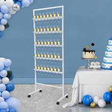Champagne Wall Holder For Party, 5-Tier Steel Champagne Tower, Champagne Flutes Display Stand, Wine Glass Stemware Rack For Bar, Wedding, Party, Hotel, Restaurant (White) - trắng - Xem 6