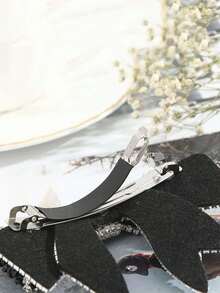 1pc Rhinestone Bowknot Spring Clip Hair Accessory, Suitable For Daily Wear, Bows, Cute, Looks Of Party