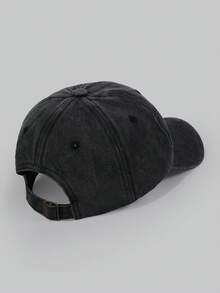 DareSee 1件中性復古字母刺繡寬帽簷棒球帽，適合日常休閒穿搭、街頭風格、禮物、音樂節、萬聖節 - 黑色 - 查看 5