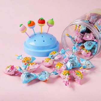1/48 Stücke Neue Frucht Serie Lutscher Radiergummi, kreative Cartoon süße Schüler Stressabbau abnehmbare Gummi Radiergummi Spielzeug Strumpffüller für Kinder