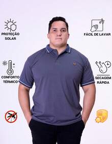 Men's Polo Shirt Embroidered Cotton Casual Shirts Various Colors Polo Collar T-Shirt Plus Size Work - Màu xám đen - Xem 4