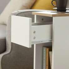 SoBuy Bedside Table With Drawer For Box Spring Bed, Sofa Table, Side Table, Narrow Telephone Table, Bedside Cabinet, Bedside Table, W X H X D Approx.: 20 X 60 X 35 Cm FBT111x2 - White - View 9