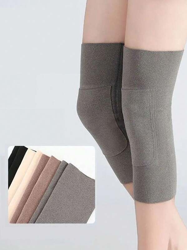 1 Pair Seamless Fleece Knee Pads, Warm Knee Protection With Pockets, Suitable For Men, Women, Elderly, Air-Conditioned Rooms