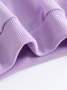 少女经典元素图案印花，灵感源自电影《卡罗琳》、纽扣眼角色、黑猫等，休闲连帽卫衣 - 淡紫色 - 查看 7