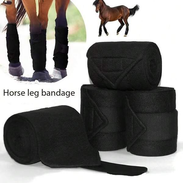4pcs Horse Leg Wraps, Thermal Lined Self-Adhesive, Tendon Support Leg Protection, Equestrian Training & Competition Supplies