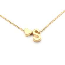 1 pieza Collar con colgante de corazón y letra de acero inoxidable, collar con dije de combinación de corazón y letra de moda, regalo para novia, Día de la Madre, Navidad