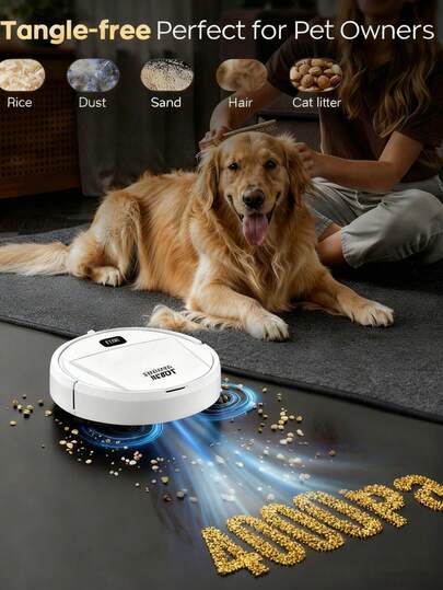 StyleTribe 1 Pieza Aspiradora robot, puede limpiar desde pisos duros hasta alfombras de grosor medio, súper succión, ultradelgada y silenciosa, función de memoria incorporada, múltiples modos de limpieza, 3 modos de limpieza.mejor para eliminar pelos de mascotas, migas de comida, agua en el piso - Un buen ayudante para la limpieza del hogar.