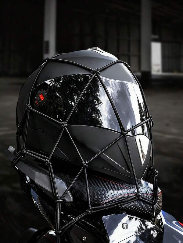 1pc Black Outdoor Travel Elastic Net 30x30cm, Fuel Tank Net Cover Modification Trunk Fixing Strap, Electric Bike Helmet Net Bag, Outdoor Simple Storage Equipment