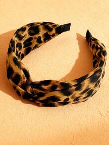 1pc 6.3in/16cm Women's Wide Fashion Versatile High-End Elegant Leopard Print Elastic Twist Headband, Minimalist Hair Accessory Suitable For Daily Casual, Party, Commute, Vacation, Ponytail