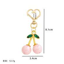 Golden Cherry Bag Charm - Resin Keychain Accessory With Red Cherry Design, Round Shape For Decorating Handbags (Red) Christmas Gift