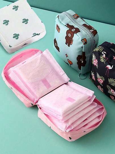 1/2PCS Portable Sanitary Napkin Storage Bag, Zipper Oxford Cloth Menstrual Pad Bag, Stylish And Practical Multi-Function Travel Storage Bag - Perfect For Toiletries, Sanitary Napkins, Lipstick Bag, Coin Purse, Portable Storage Bag,Travel Wash Bag For Girls Women Ladies,And Makeup For Teen Girls Women Ladies,Back To School,Office & School Supplies Christmas For Holiday Gift Giving,Boho Vibes