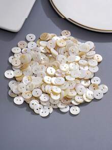 20/50pcs Natural Seashell Beige, Undyed Round Buttons, Delicate Shirt Buttons, Versatile Small White Buttons - Beige - View 6
