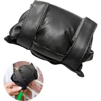 1 Heavy Duty Outdoor Faucet Cover - Winter Protection For Outdoor Faucets With Easy Hook Installation, Insulated Pipe Wrap To Protect Against Frost And Pipe Cracks, Durable Fabric Pipe Insulation (Black) For Faucets And Pipes, Weatherproof Curtain, Insulated Exterior Faucet Cover, Weatherproofing, Waterproof Drain Cover, Weatherproofing Equipment, Insulation For Exterior Pipes