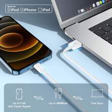 USB Fast Charging Cable 3.3ft/6.6ft High-Efficiency Data Transfer Fast Charging Cable Compatible With IPhone 14 Pro Max/14 Pro/14 Plus/14/13/12/11/XS/XR/8/7/6 Series - 白色 - 查看 8