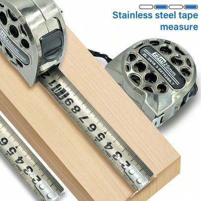 7.5m/25ft Stainless Steel Retractable Tape Measure, Washable & Shockproof, Dual Scale (Inch/Mm), Manual Lock