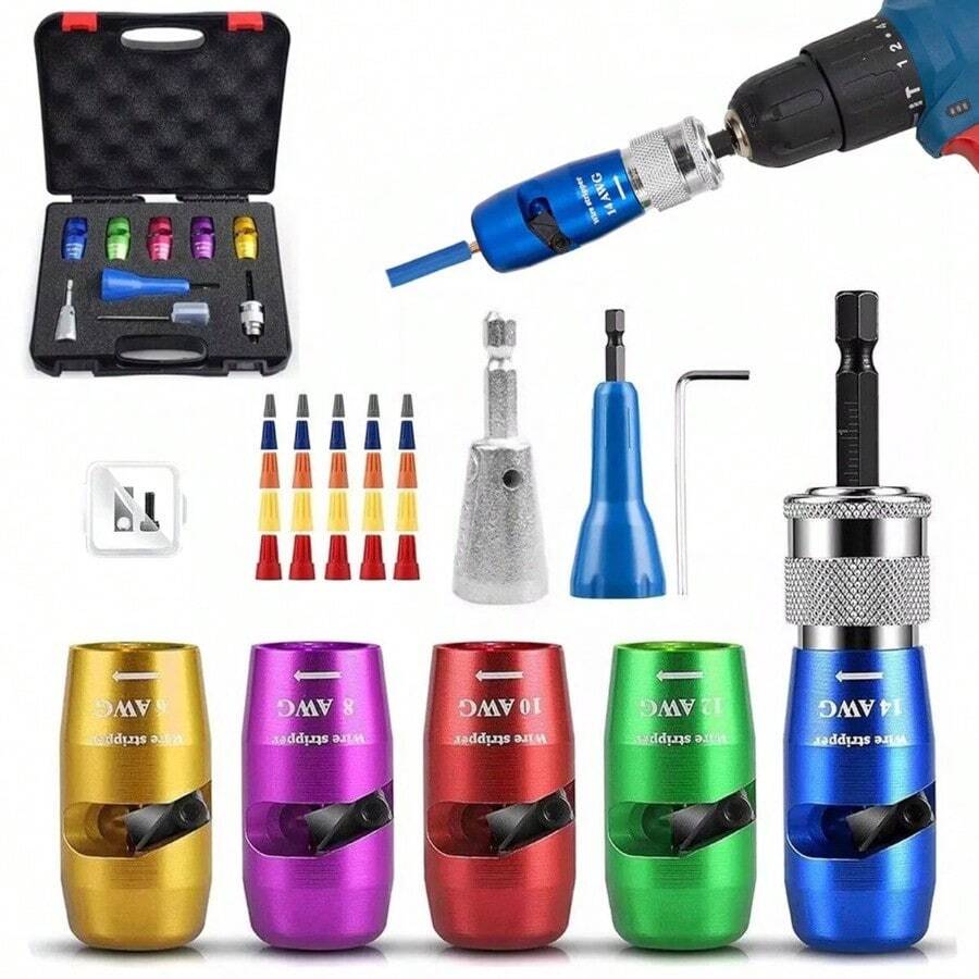 Wire Stripper For Drill Wire Stripping Twisting Tool Upgrade Electrical W/ Case - 預設 - 查看 1