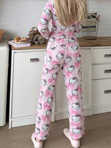 Sanrio 2pcs Women's   Digital Print Comfortable Homewear Long Sleeve T-Shirt Top And Casual Pants Set - Pink - View 6